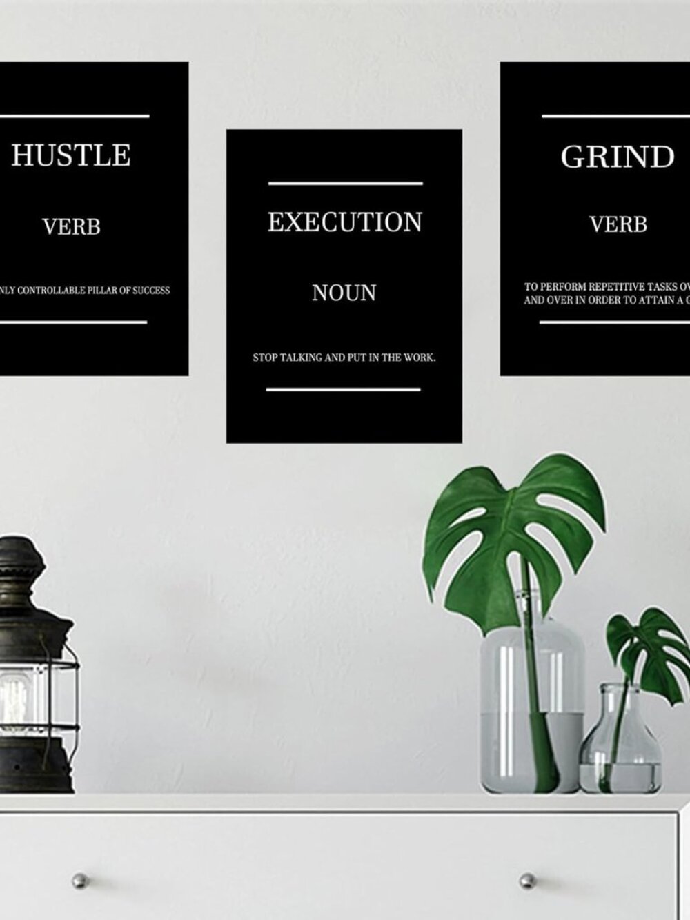 3 Piece Execution Hustle Grind Motivational Wall art 36x16 Inch